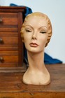 Vintage Female Mannequin Head Bust Hat Store Display Stand Antique Art Deco