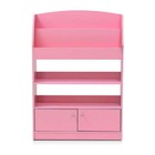  Bookshelf  4 Tier With Cabinet  Pink
