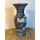 Vintage Hand Carved Marble Vase Home Decor 12 5in Grey Etched Tiger Pine Tree