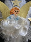 Vintage Angel Tree Topper With Spun Glass Angel Hair 1950s 8 
