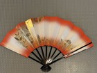 Vtg Japanese Folding  Handheld Fan Hand Painted Bamboo Paper Lot Of 9