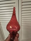 Vintage Cranberry Glass Decanter Bottle Top Stopper Hollow Empoli  Genie 7 