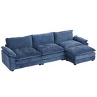 122 Inch Sectional Sofa Set L-shaped Couch Living Room Convertible Footstool