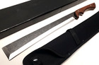Full Tang Machete Fixed Blade Knife 440 Steel Stonewash Wood Sheath