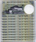 Bhutan 10 Ngultrum 2019 P 29 Unc Lot 10 Pcs