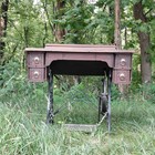 Antique Minnesota Model D Treadle Sewing Machine Oak Cabinet Cast Iron Base