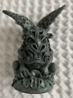 Gothic Medieval Winged Roaring Green Gargoyle Hand Painted Sculpture Statue  4   h