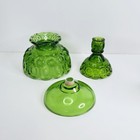 Vintage Le Smith Glass Emerald Green Moon   Star 3 Piece Fairy Lamp Rare