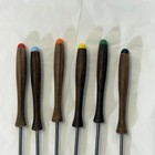 Stainless Steel Fondue Forks Wood Color Ends  2 Prong End  10 375  Set Of 6
