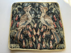 Needlepoint Vtg  Tapestry Birds Floral Foliage Green Velvet Braided Cord Square