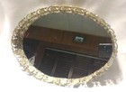 Vintage Silver Plated Filigree Oval Vanity Mirror Tray Perfume Bathroom Decor B2