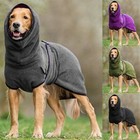 Pets Dog Hooded Bathrobe Towelling Drying Robe Puppy Warm Apparel Buckle Clothes