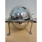 Antique Silver Plated Revolving Breakfast Server Oval Dome Claw Foot 4568