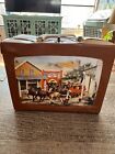 Rare Ardee Vinyl Lunchbox Boy Walking Horse Carson City Bank Western Stagecoach