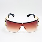 Chanel Ch9579b Shield Sunglasses Gold Frame Brown Gradient Lens Crystal Cc