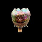 Antique Northwood Carnival Glass Fine Cut Roses Rose Bowl Amethyst Footed As Is