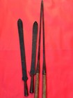 Set Of 4 Vintage African Iron Spearheads   2 Wooden Shafts 21 