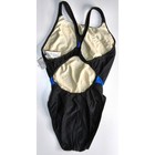 Speedo One Piece Swimsuit Women Size 38 14 Black Blue Racerback Athletic Nos