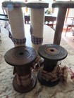 Lot 5 Wooden Vintage Spools With Thread Silk Mill 3 5    7   Home Decor Bobbins