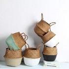 Woven Seagrass Belly Basket For Storage Laundry Picnic Plant Pot Cover   Grocery