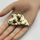Vintage Dog Cat Brooch Gold Tone Pin Pet Lovers