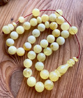 White Natural Baltic Amber 36g  Islamic Prayer Rosary 12 Mm  33 Beads Tesbih