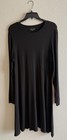 Eileen Fisher Brown Viscose Jersey Shift Dress Size Medium Long Sleeve