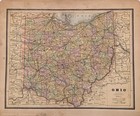 1888 Ohio  Map Original Sandusky - Akron - Columbus - Urbana Cincinnati 11 5x9