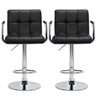  Set Of 2 Pu Leather Swivel Stools Adjustable Bar Stools Kitchen Chairs