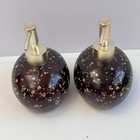 2 Nicole Miller Gold Flake Lucite Soap lotion Dispensers Modern Glam Vanity Bath