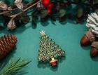 Vintage Crystal Christmas Tree Brooch Pin Jewelry Gift Accessories Christmas Gif