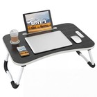 Foldable Lap Desk For Laptop   Writing - 23  Bed Tray Table With Cup Holder  Tab