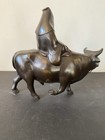Antique Japanese Oriental Bronze Sculpture C1920   s  Signed