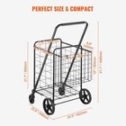 Folding Shopping Cart  Jumbo Grocery Cart W  Double Baskets  360   Swivel Wheels