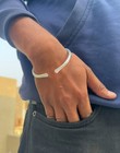 Solid Sterling Silver Cuff Bracelet Hammered Adjustable Bangle 925 Simple Silver