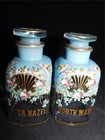 4 Enameled Apothecary Jar Bottles Witch Hazel Hand Lotion Cotton   Mouth Wash