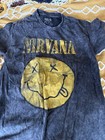 Nirvana Smiley Face Logo Black 100  Cotton T-shirt Size Large