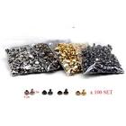 400 Sets Leather Rivets  Double Cap Rivet Tubular 4 Colors Metal Studs 5x5mm