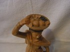 Woman Two Basket Black Forest Wood Hand Carved  Vintage German  co
