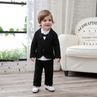 Baby Boys  Blazer Long Sleeves Shirts Pants Gentleman Suit 3 Pieces Sets Blac   