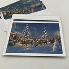 10 Old World Style Reindeer Snowman Christmas Greeting Card Glitter Lights