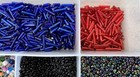 Large Lot Of Vintage Seed   Bugle Beads Various Sizes Green Blue Purple Red