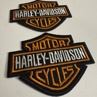 Harley Davidson Classic Orange Logo Iron-on Embroidery Patch Lot Of 2 Size 2 X 3