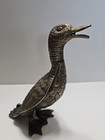 Vintage Silver Plated Duck 8  Tall Heavy Statue Figurine Read