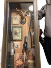 Vintage Wood Glass Cabinet Display Case Man Cave Hunters Display Deer Head gun 