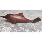 Hand Carved Dolphin Porpoise Figure  Solid Cherry Wood Dark Stained Vintage 13 