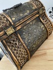 Antique Style Barrel-top Embossed Wood Metal Trunk Chest 10 5x6 5x9 In