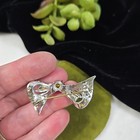 Vintage Silver Tone Glass Rhinestones Art Deco Bow Pin Brooch