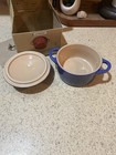 Nib Le Creuset Petite Round Casserole  25l 8 Ounce Blue Baking Dish With Lid