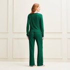 Women s Cozy Striped Long Sleeve Top And Pants Pajama Set - Auden Green L